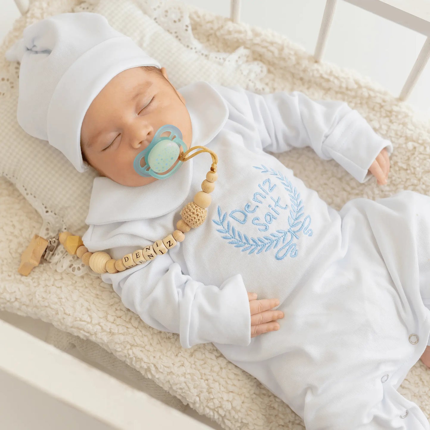 Beyaz Yenidoğan Unisex Hastane Çıkış Seti