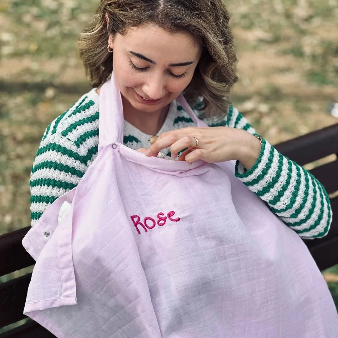Soft Pembe Pamuk Müslin Emzirme Önlüğü