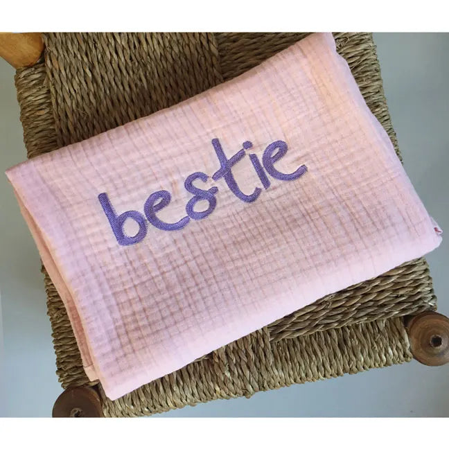 Bestie - Pembe 4 Katlı Pamuk Müslin Battaniye