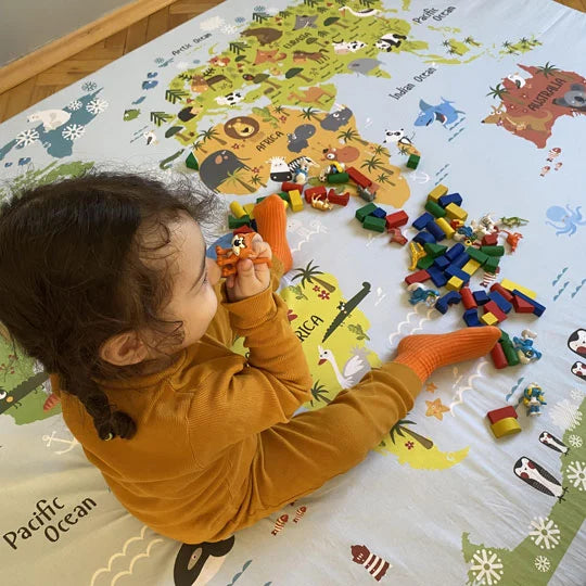Dünya Haritası Eğitici & Çok Amaçlı Süngerli Oyun Halısı