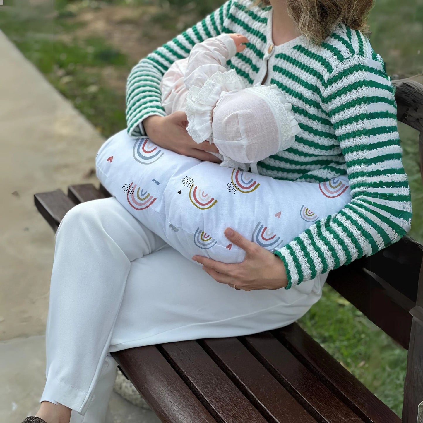 Gökkuşağı Emzirme Yastığı & Bebek Destek Minderi