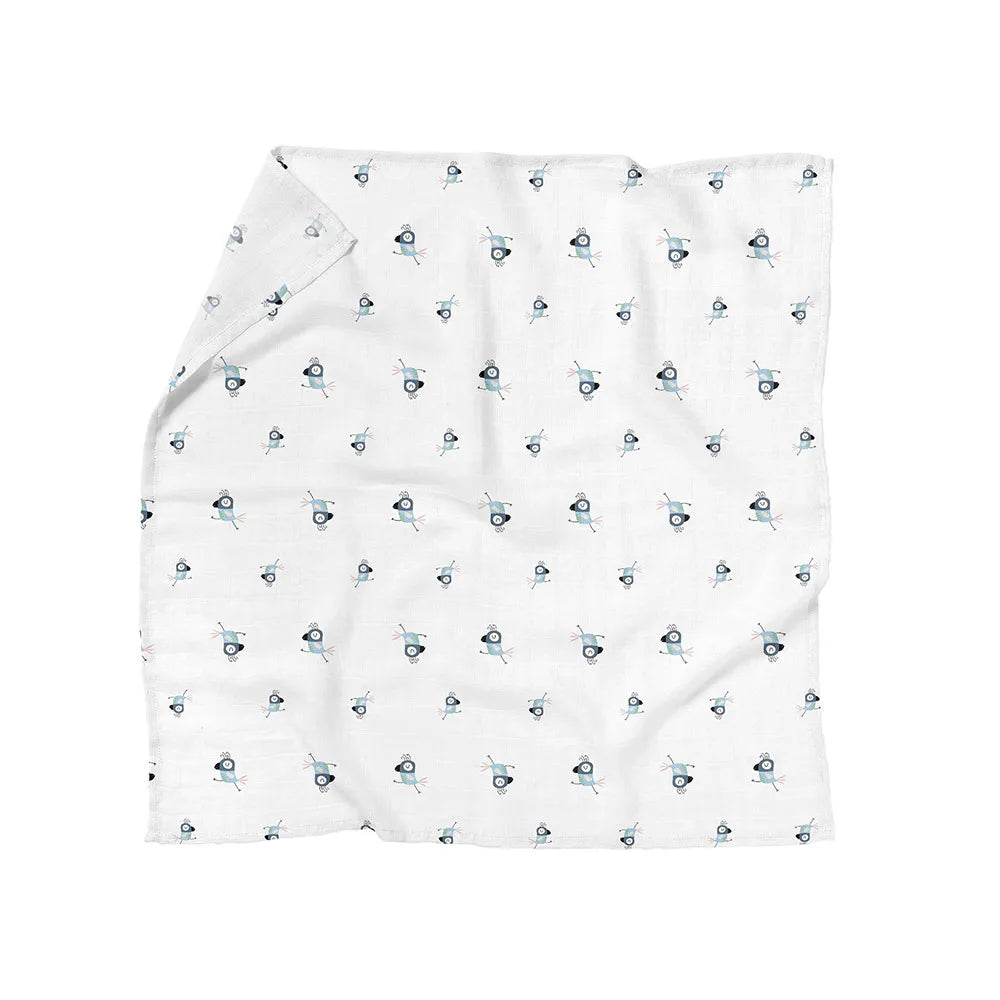 Mavi Papağan Pamuk Müslin Örtü