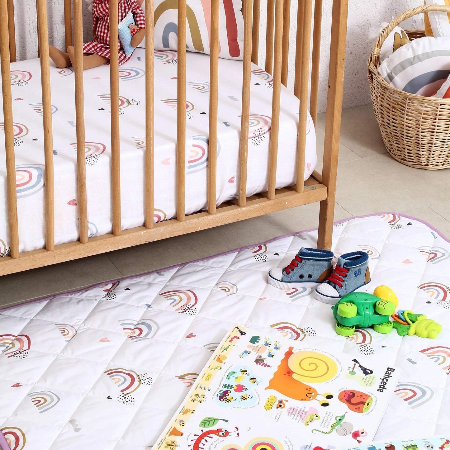 Gökkuşağı Çok Amaçlı Organik Pamuk Oyun Halısı