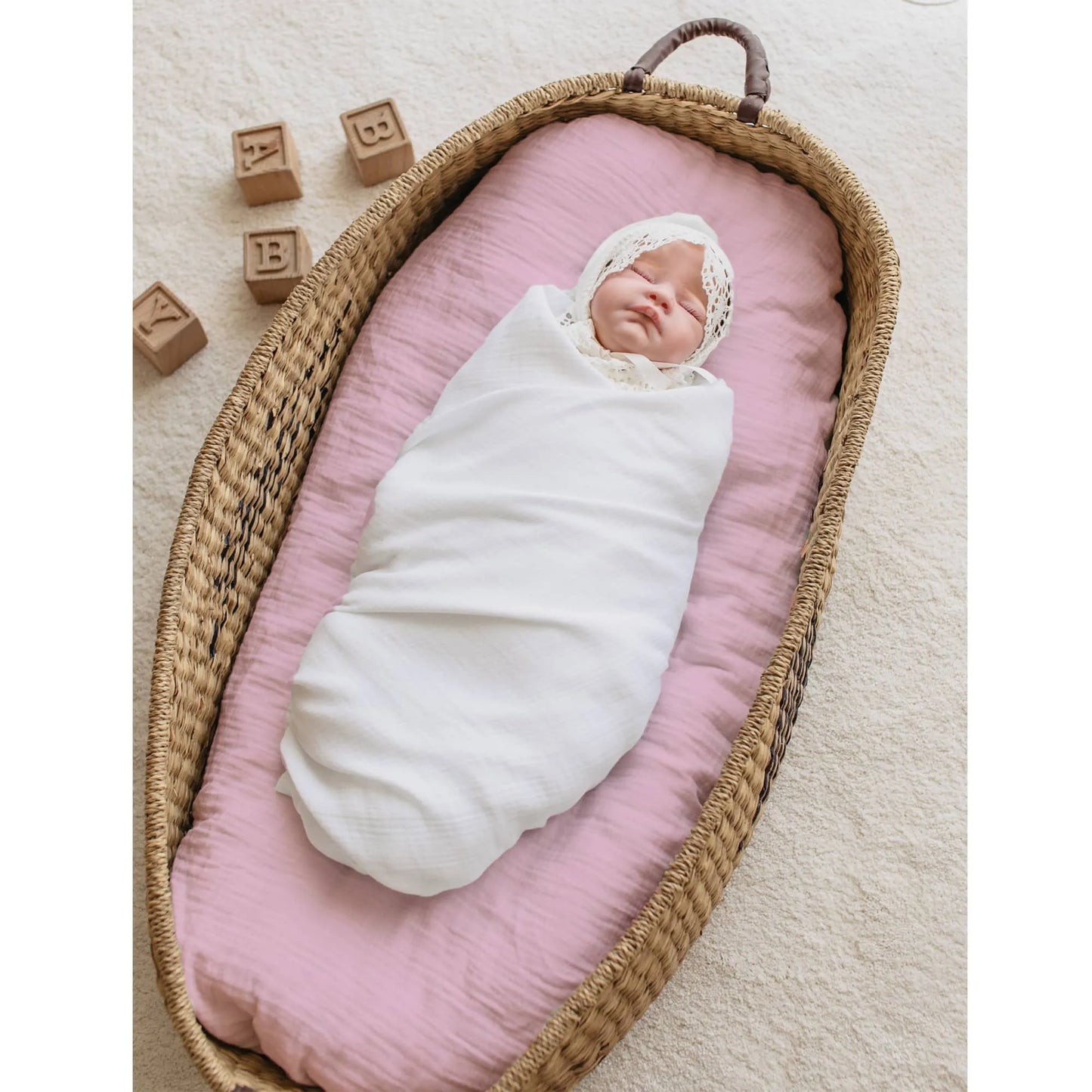 Soft Pembe Lastikli Pamuk Müslin Çarşaf
