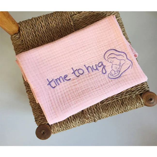 Time to Hug - Pembe 4 Katlı Müslin Battaniye