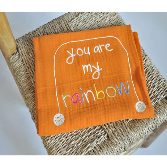 You Are My Rainbow - Turuncu 4 Katlı Müslin Battaniye